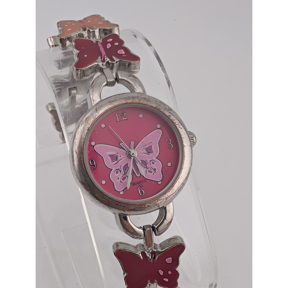 Accutime Women's Butterfly Watch 24mm Case 6.75" Band- New Battery